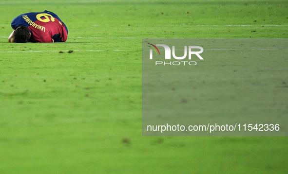 Robert Lewandowski of FC Barcelona during the LaLiga EA Sports match between Rayo Vallecano and FC Barcelona at the Campo de Futbol de Valle...