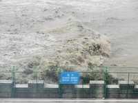 The spring tide of the Qiantang River in Hangzhou, China, on September 3, 2024. (