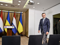 Minister of Foreign Affairs of Ukraine Dmytro Kuleba is seen before the joint press conference of President of Ukraine Volodymyr Zelenskyy a...