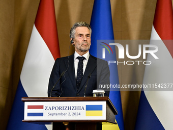 Prime Minister of the Netherlands Dick Schoof is pictured during a joint press conference with President of Ukraine Volodymyr Zelenskyy in Z...