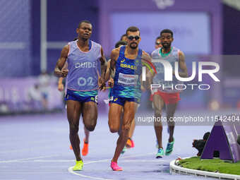 Cesar Julio Agripino Dos Santos of Brazil in action in Men's 1500m - T11 Final during the Paris 2024 Paralympic Games at Stade de France on...