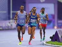 Cesar Julio Agripino Dos Santos of Brazil in action in Men's 1500m - T11 Final during the Paris 2024 Paralympic Games at Stade de France on...