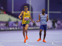 Yeltsin Jacques of Brazil celebrates winning gold in Men's 1500m - T11 Final during the Paris 2024 Paralympic Games at Stade de France on Se...