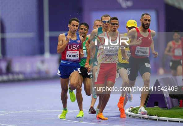 Joel Gomez of United States of America in action in Men's 1500m - T13 Final during the Paris 2024 Paralympic Games at Stade de France on Sep...