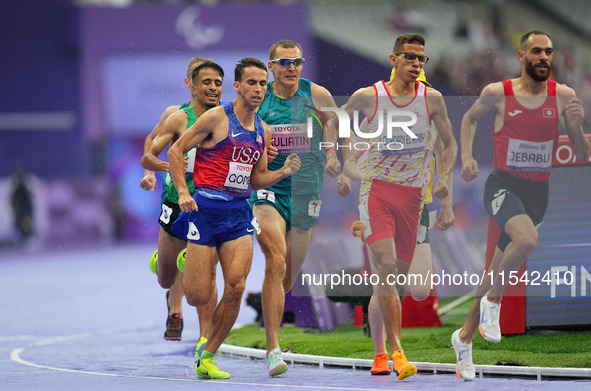 Joel Gomez of United States of America in action in Men's 1500m - T13 Final during the Paris 2024 Paralympic Games at Stade de France on Sep...