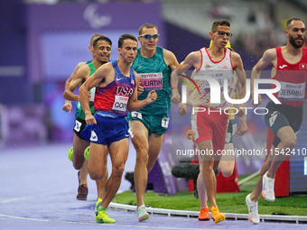 Joel Gomez of United States of America in action in Men's 1500m - T13 Final during the Paris 2024 Paralympic Games at Stade de France on Sep...