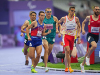 Joel Gomez of United States of America in action in Men's 1500m - T13 Final during the Paris 2024 Paralympic Games at Stade de France on Sep...