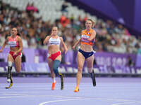 Marlene Van Gansewinkel of Netherlands in action in Women's 200m - T64 Round 1 during the Paris 2024 Paralympic Games at Stade de France on...