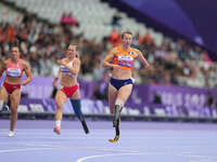 Marlene Van Gansewinkel of Netherlands in action in Women's 200m - T64 Round 1 during the Paris 2024 Paralympic Games at Stade de France on...