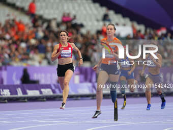 Irmgard Bensusan of Germany in action in Women's 200m - T44 Round 1 during the Paris 2024 Paralympic Games at Stade de France on September 3...