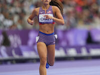 Annie Carey of United States of America in action in Women's 200m - T44 Round 1 during the Paris 2024 Paralympic Games at Stade de France on...