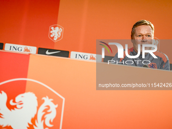 Netherlands trainer coach Ronald Koeman during the match training and press conference for the Netherlands Nations League season 2024-2025 a...