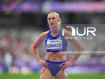 Erin Kerkhoff of United States of America in action in Women's 100m - T13 Round 1 during the Paris 2024 Paralympic Games at Stade de France...