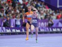 Kym Crosby of United States of America in action in Women's 100m - T13 Round 1 during the Paris 2024 Paralympic Games at Stade de France on...