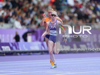 Kym Crosby of United States of America in action in Women's 100m - T13 Round 1 during the Paris 2024 Paralympic Games at Stade de France on...