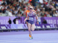 Kym Crosby of United States of America in action in Women's 100m - T13 Round 1 during the Paris 2024 Paralympic Games at Stade de France on...