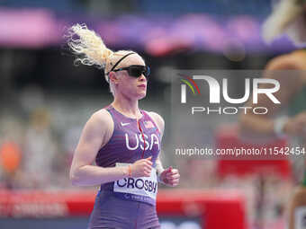 Kym Crosby of United States of America in action in Women's 100m - T13 Round 1 during the Paris 2024 Paralympic Games at Stade de France on...