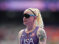 Kym Crosby of United States of America in action in Women's 100m - T13 Round 1 during the Paris 2024 Paralympic Games at Stade de France on...