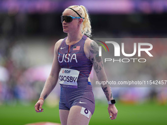 Kym Crosby of United States of America in action in Women's 100m - T13 Round 1 during the Paris 2024 Paralympic Games at Stade de France on...