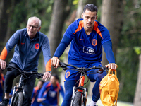 Netherlands goalkeeper Nick Olij participates in the training and press conference for the Netherlands Nations League season 2024-2025 at th...