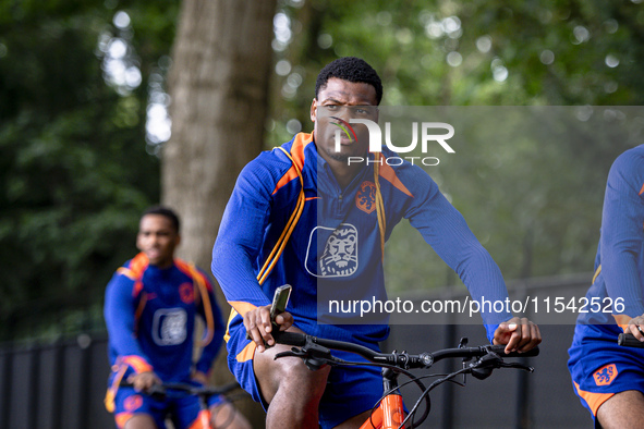 Netherlands player Denzel Dumfries participates in the training and press conference for the Netherlands Nations League season 2024-2025 at...