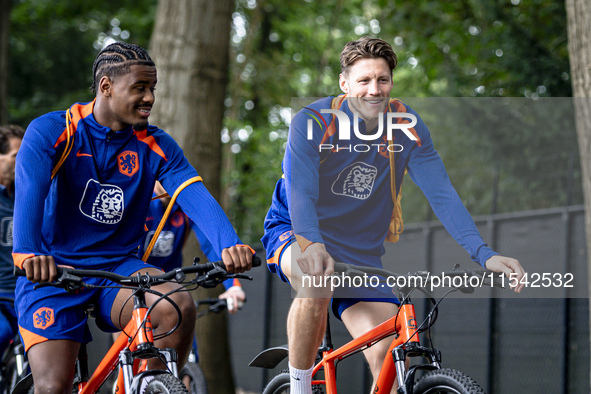 Netherlands player Jorrel Hato and Netherlands player Wout Weghorst during the training and press conference for the Netherlands Nations Lea...