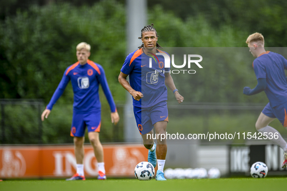 Netherlands player Nathan Ake during the training and press conference for the Netherlands Nations League season 2024-2025 at the KNVB Campu...