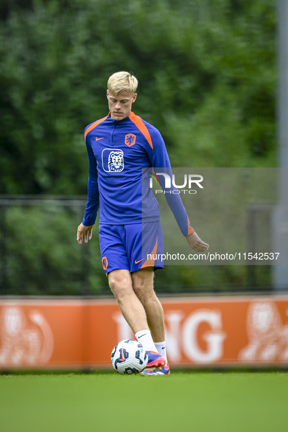 Netherlands player Jan Paul van Hecke participates in the training and press conference for the Netherlands Nations League season 2024-2025...