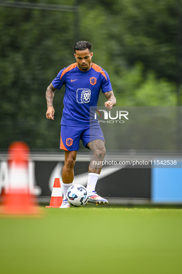 Netherlands player Justin Kluivert participates in the training and press conference for the Netherlands Nations League season 2024-2025 at...