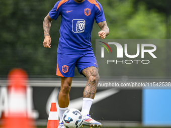 Netherlands player Justin Kluivert participates in the training and press conference for the Netherlands Nations League season 2024-2025 at...