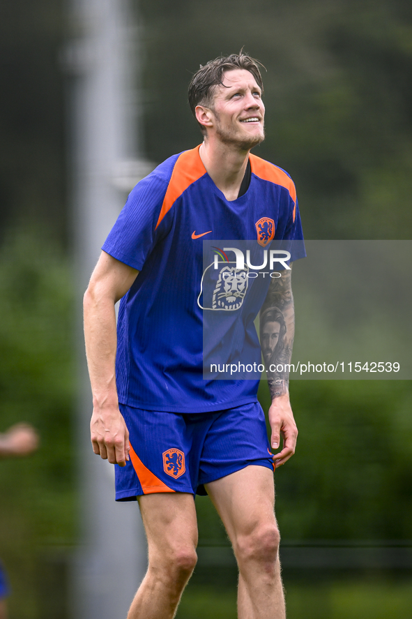 Netherlands player Wout Weghorst participates in the training and press conference for the Netherlands Nations League season 2024-2025 at th...