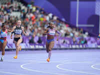 Brittni Mason of United States of America in action in Women's 100m - T46 Round 1 during the Paris 2024 Paralympic Games at Stade de France...