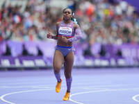 Brittni Mason of United States of America in action in Women's 100m - T46 Round 1 during the Paris 2024 Paralympic Games at Stade de France...