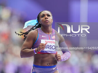 Brittni Mason of United States of America in action in Women's 100m - T46 Round 1 during the Paris 2024 Paralympic Games at Stade de France...