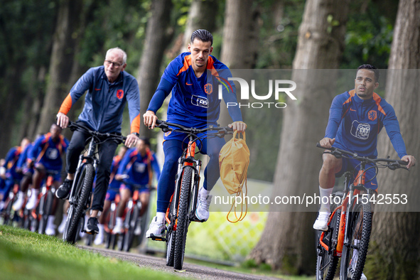 Netherlands goalkeeper Nick Olij participates in the training and press conference for the Netherlands Nations League season 2024-2025 at th...