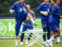 Netherlands goalkeeper Mark Flekken participates in the training and press conference for the Netherlands Nations League season 2024-2025 at...