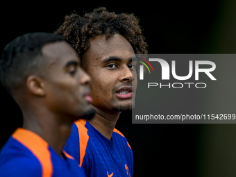 Netherlands player Joshua Zirkzee participates in the training and press conference for the Netherlands Nations League season 2024-2025 at t...