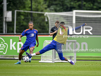 Netherlands player Nathan Ake and Netherlands player Cody Gakpo during the training and press conference for the Netherlands Nations League...