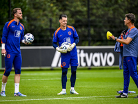 Netherlands goalkeepers Mark Flekken and Nick Olij during the training and press conference for the Netherlands Nations League season 2024-2...