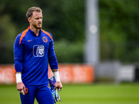 Netherlands goalkeeper Mark Flekken participates in the training and press conference for the Netherlands Nations League season 2024-2025 at...