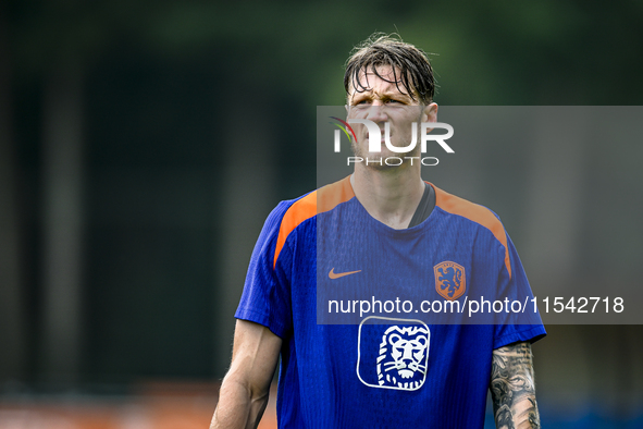 Netherlands player Wout Weghorst participates in the training and press conference for the Netherlands Nations League season 2024-2025 at th...