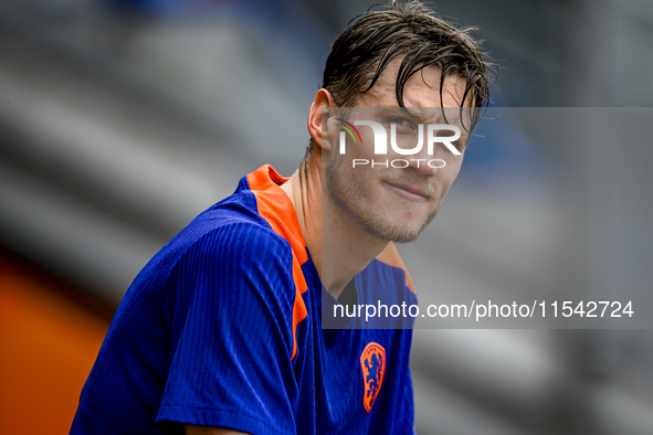 Netherlands player Wout Weghorst participates in the training and press conference for the Netherlands Nations League season 2024-2025 at th...