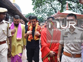 Indian cricket team head coach and former opener Gautam Gambhir offers prayers at Kamakhya Temple in Guwahati, India, on September 3, 2024....