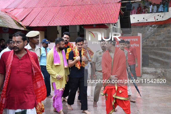 Indian cricket team head coach and former opener Gautam Gambhir offers prayers at Kamakhya Temple in Guwahati, India, on September 3, 2024. 