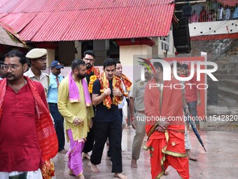 Indian cricket team head coach and former opener Gautam Gambhir offers prayers at Kamakhya Temple in Guwahati, India, on September 3, 2024....