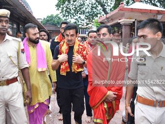 Indian cricket team head coach and former opener Gautam Gambhir offers prayers at Kamakhya Temple in Guwahati, India, on September 3, 2024....