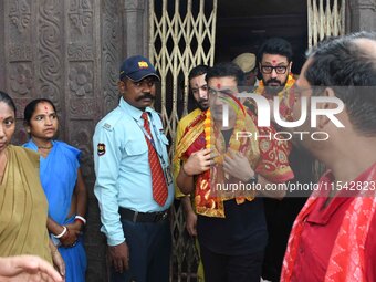 Indian cricket team head coach and former opener Gautam Gambhir offers prayers at Kamakhya Temple in Guwahati, India, on September 3, 2024....