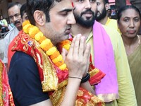 Indian cricket team head coach and former opener Gautam Gambhir offers prayers at Kamakhya Temple in Guwahati, India, on September 3, 2024....