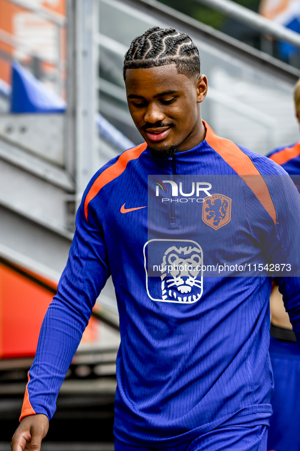 Netherlands player Jorrel Hato participates in the training and press conference for the Netherlands Nations League season 2024-2025 at the...