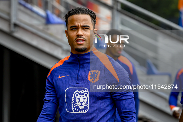 Netherlands player Justin Kluivert participates in the training and press conference for the Netherlands Nations League season 2024-2025 at...